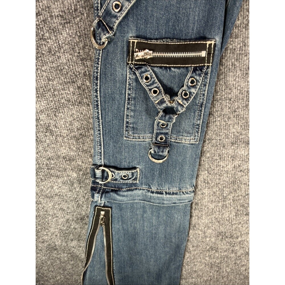 NWT Tripp NYC DS4966 Low Rise Grommet Zipper Punk Goth Denim Jeans Indigo - Picture 6 of 15